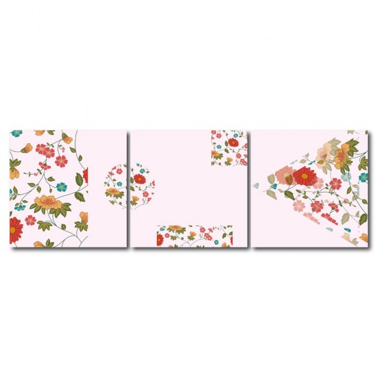 三聯式 方型 花卉 粉紅色 小孩房 辦公室 民宿 家居裝飾-花的形狀30x30cm