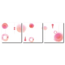 三聯式 方型 粉色 小孩房 無框畫 掛鐘 花店 客廳 民宿 餐廳 飯店-粉紅泡泡30x30cm