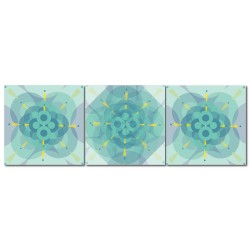 三聯式 方型 藍色 幾何 不規則 無框畫 掛畫 送禮 -變化30x30cm