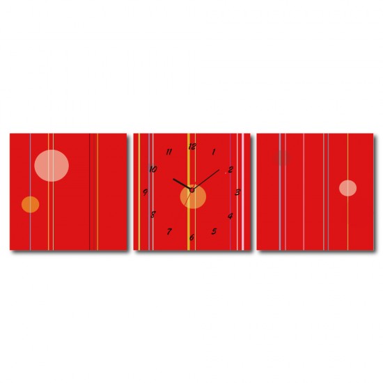 三聯式 方型 紅色 辦公室 設計感 普普風 無框畫 掛鐘 客廳 民宿 餐廳 飯店-深藏不漏30x30cm