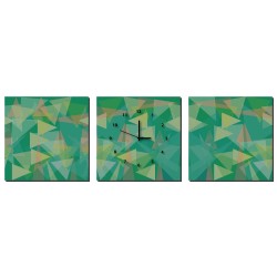 三聯式 方型 綠色 幾何 不規則 印象派 小孩房 掛鐘 掛畫 家飾品 輕改造-鏡像-30x30cm
