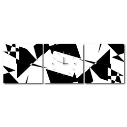 三聯式 方型 黑白 幾何 不規則 設計感 掛鐘 掛畫 家飾品-迷宮-30x30cm