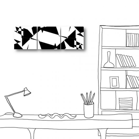 三聯式 方型 黑白 幾何 不規則 設計感 掛鐘 掛畫 家飾品-迷宮-30x30cm