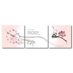 三聯式 方型 蓮花 荷花 花卉 粉色 長輩禮 辦公室 家飾品-思念-30x30cm