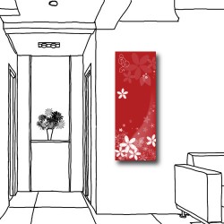 單聯式 直幅 花卉 紅色 辦公室 壁鐘 掛畫 家飾品 輕改造 民宿 餐廳 -花家30x80cm