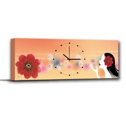 單聯式 橫幅 女人 紅色 花卉 辦公室 設計感 壁鐘 鑽石布 掛畫 家飾品 輕改造 民宿-浪漫情懷80x30cm