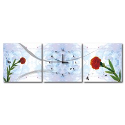 三聯式 方型 玫瑰 紅色 藍色 情人節 無框畫 掛畫 送禮 -玫瑰的心意30x30cm
