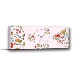 單聯式 橫幅 花卉 粉紅 少女 小孩房 辦公室 設計感 壁鐘 鑽石布 掛畫 家飾品 輕改造 民宿-花的形狀80x30cm