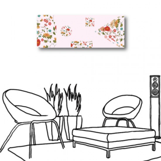 單聯式 橫幅 花卉 粉紅 少女 小孩房 辦公室 設計感 壁鐘 鑽石布 掛畫 家飾品 輕改造 民宿-花的形狀80x30cm