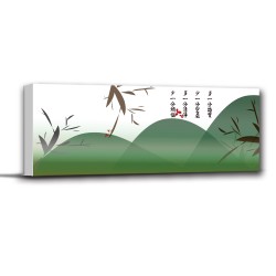 單聯式 橫幅 綠色 山水 植物 古色古香 無框畫 掛畫 送禮 民宿-竹山-80x30cm