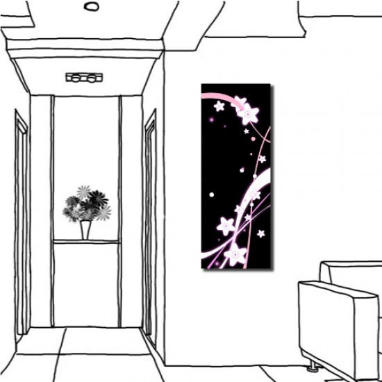 單聯式 直幅 花卉 櫻花 掛畫時鐘 民宿飯店裝潢 辦公室裝飾 客廳佈置-夜晚飄落的櫻花30x80cm
