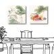 二聯式 方型  動物 鳥 中國風 中式掛畫 無框畫 民宿裝潢 辦公室佈置 家居裝潢-成雙成對-30x30cm