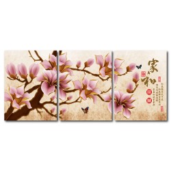 三聯式 直幅 花卉 櫻花 粉色 無框畫 家居佈置 家飾品-家和-30x40cm
