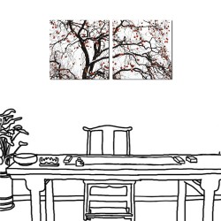 二聯式 方型 白雪 壁畫 家居裝飾 辦公室 小清新-銀白仙境 30x30cm