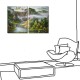二聯式 直式 無框畫 掛鐘 壁鐘 客廳 民宿 餐廳 飯店 花卉-高山流水 30x40cm
