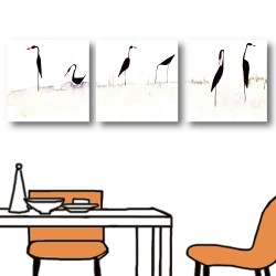 三聯式 方型 動物 鵝 掛鐘 長輩禮 辦公室 家居裝飾-愛鵝-30x30cm