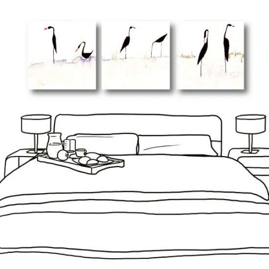 三聯式 方型 動物 鵝 掛鐘 長輩禮 辦公室 家居裝飾-愛鵝-30x30cm