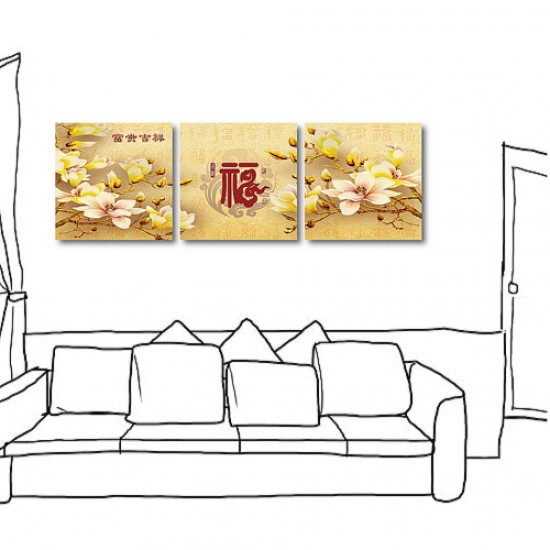 三聯式 方型 文字掛畫 中國風 長輩禮 客廳 辦公室裝飾-福臨門-30x30cm