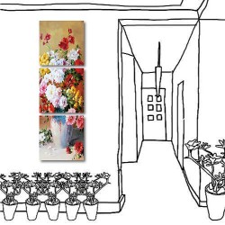 單聯式 直幅 花卉 油畫 歐式風格 室內裝潢 無框畫 掛畫-蓬勃30x30cm