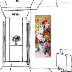 單聯式 直幅 花卉 油畫 歐式風格 餐廳佈置 流行家飾 室內裝潢 美學365-蓬勃-30x80cm