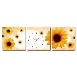 三聯式 方型 花卉 向日葵 無框畫 客廳 辦公室裝飾 喜氣 掛畫-希望-30x30cm