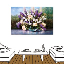 單聯式 橫幅 花卉 民宿 飯店 花店 景觀 公司 餐廳擺設 油畫布-紫色的浪漫60x40cm