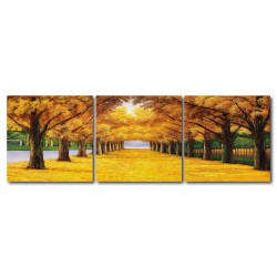 鄉村風掛畫 無框畫 餐廳 民宿 三聯式 方形30x30cm-秋葉的地毯