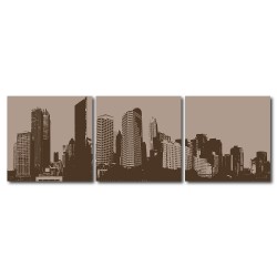 【123點點貼】 建築壁貼 無框畫壁貼 流行家飾 三聯式 30x30cm-都市構圖