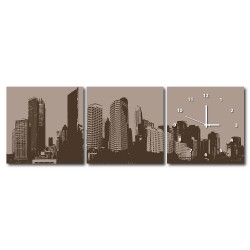  建築掛畫 無框畫 流行家飾 三聯式 方形30x30cm-都市構圖
