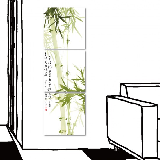  【123點點貼】壁貼 竹子壁貼 喜氣壁貼 三聯式 30x30cm-竹子