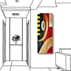 單聯式 直幅 抽象 餐廳佈置 流行家飾 室內裝潢 橙品油畫布-似圓非圓-30x80cm