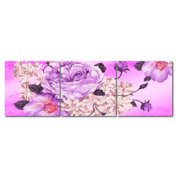 三聯式 方型 花卉 粉色 牡丹花 長輩禮 客廳 辦公室 喜氣 掛畫-嬌滴滴-30x30cm