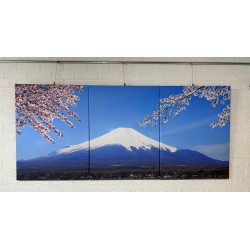 24mama掛畫 三聯式 客製化無框畫 尺寸圖像都可客製 無框畫 60x80cm-富士山與櫻花在山中湖