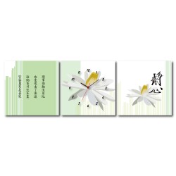 三聯式 方型 蓮花 荷花 花卉 長輩禮 辦公室 家飾品 輕改造-盡心-30x30cm