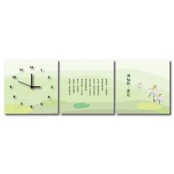 三聯式 方型 花卉 詩意 無框畫 掛畫 -洞仙歌30x30cm