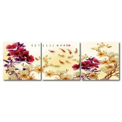 三聯式 方形 花卉 辦公室 家飾品 喜氣-富貴有餘-30x30cm