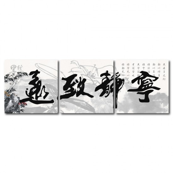 無框畫 文字掛畫 中國風 三聯式 30x30cm-寧靜致遠