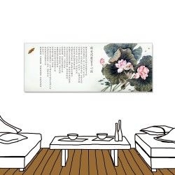 24mama掛畫 單聯式 心經 花卉 荷花 蓮花 無框畫 30X80cm-般若波羅密多心經