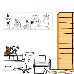 【24mama 掛畫】單聯式 動物 小孩房 親子餐廳 仙人掌 貓咪 羊駝 樹懶 安親班 無框畫 80x30cm(動物園遊會)