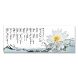 24mama掛畫 單聯式 蓮花 白色花卉 現代 簡約 水 無框畫 120x40cm-般若波羅密多心經