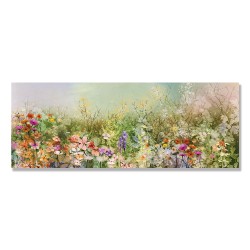 24mama掛畫 單聯式 白雛菊 矢車菊 花田 手繪 蒲公英 春天 無框畫 80x30cm-抽象花卉植物