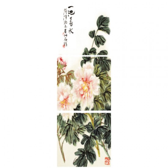 三聯式 方形 文字掛畫 無框畫 辦公室 家飾品-一池春水-30x30cm