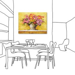 單聯式 橫幅 花卉 無框畫 客製化 油畫掛畫 餐廳佈置 主臥房 圖書館 家居裝潢 辦公室-花開-40x30cm