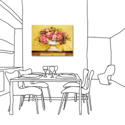 單聯式 橫幅 花卉 無框畫 客製化 油畫掛畫 餐廳佈置 主臥房 圖書館 家居裝潢 辦公室-花開-40x30cm