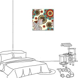 【123點點貼】單聯式 方型 壁貼 童趣 可愛 手繪風 書房 小孩房 圖書館 無框畫客廳 民宿 餐廳 飯店 家居裝飾-象寶寶30x30cm