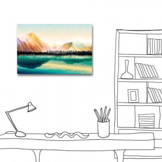 單聯式 橫幅 手繪風 清新 簡約 風景 家居裝飾 辦公室 無框畫 民宿 -優美景緻60x40cm