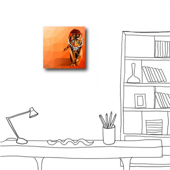 單聯式 方形 動物 老虎 橘色 印象派 書房 送禮 家居裝飾 辦公室 無框畫 民宿 -虎的獨白30x30cm