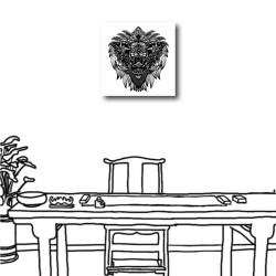 單聯式 方形 動物 黑白 手繪風 華麗 印象派 家居裝飾 辦公室 無框畫 民宿 -華牛30x30cm