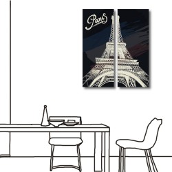 二聯式 直式 歐美 鐵塔 建築 黑白 咖啡廳 廚房 裝飾 輕改造 無框畫 掛畫 掛鐘-鐵塔風情20x50cm