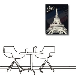 單聯式 直幅 歐美 鐵塔 建築 黑白 咖啡廳 廚房 裝飾 輕改造 無框畫 掛畫 掛鐘 -鐵塔風情40x60cm
